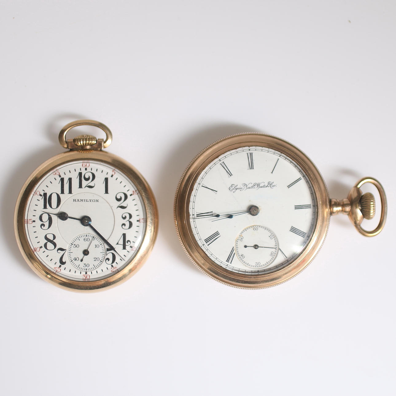 FICKUR, 2 st, Hamilton och Elgin National Watch Company, 1900-talets första hälft.