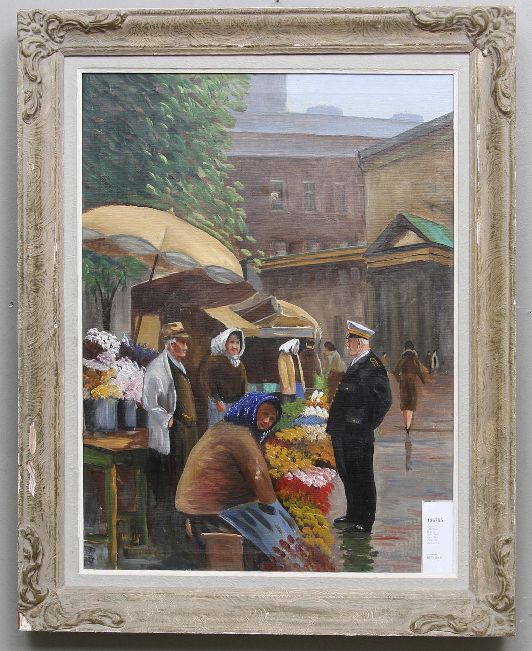 DANSK KONSTNÄR. Motiv från Höjbro Plaas, Köpenhamn. Olja på duk. Signerad.