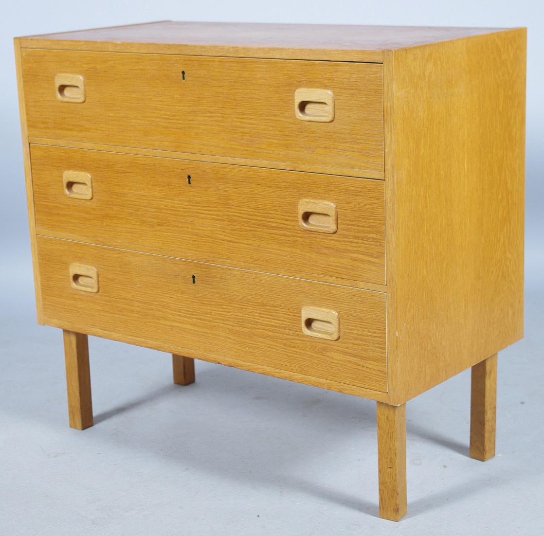 BYRÅ, 3-lådig, ek, 1960-tal.