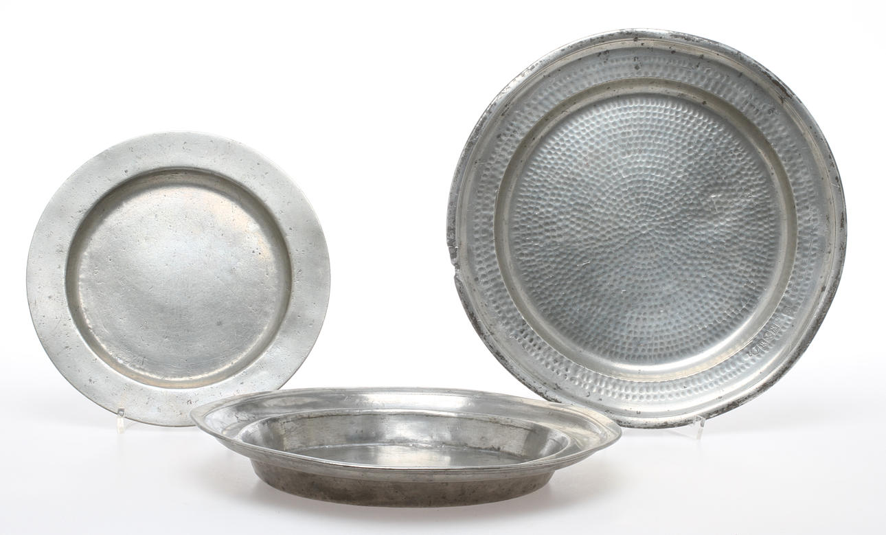 FAT 2 st, TALLRIK, tenn, 1700 och 1800-tal.