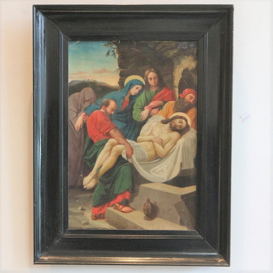 GRÆVNING AF KRISTUS OLIEMALING.