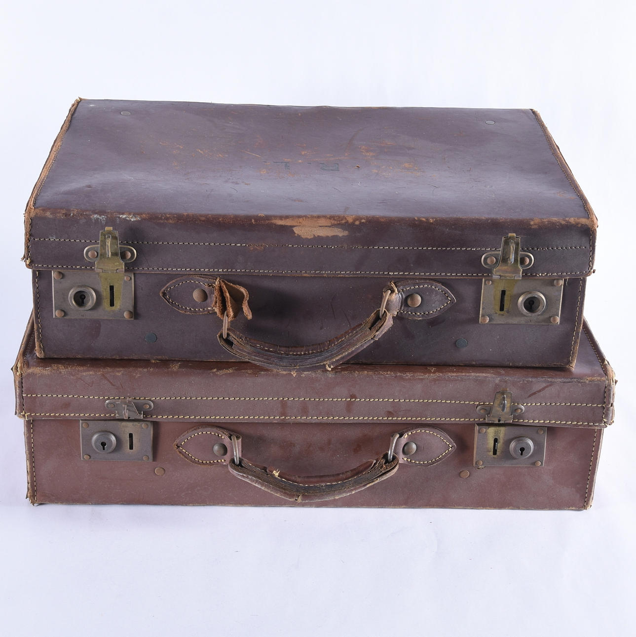 RESVÄSKOR, 2-stycken, läder, 1930/40-tal.