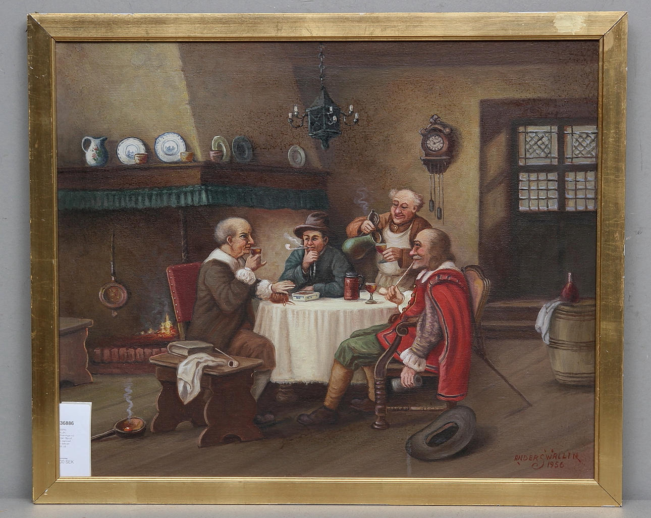 ANDERS WALLIN. Förfriskningar vid bordet. Olja på duk, signerad och daterad 1956.