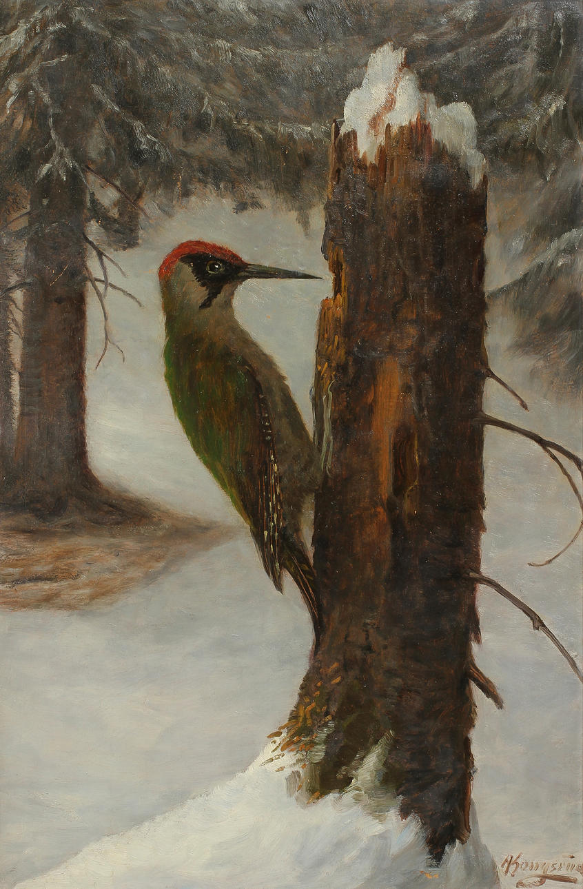 ANDERS KONGSRUD. Olja på pannå, signerad.