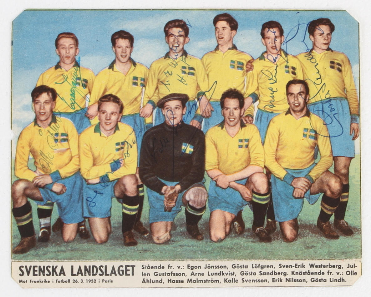 AUTOGRAFER, Fotboll, Sveriges Landslag 1951.
