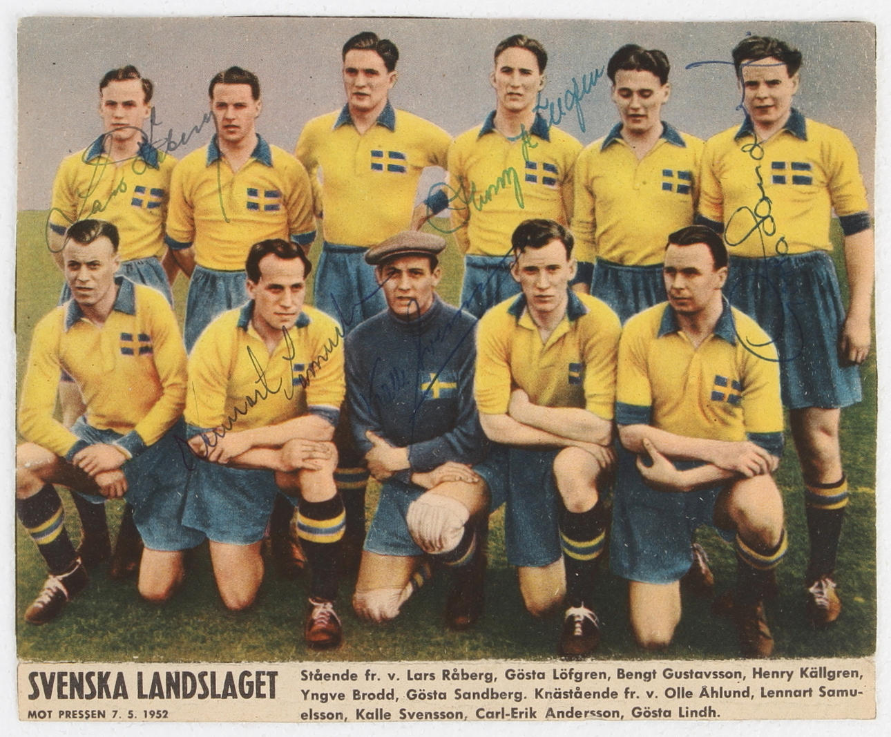 AUTOGRAFER, Fotboll, Sveriges Landslag 1952.