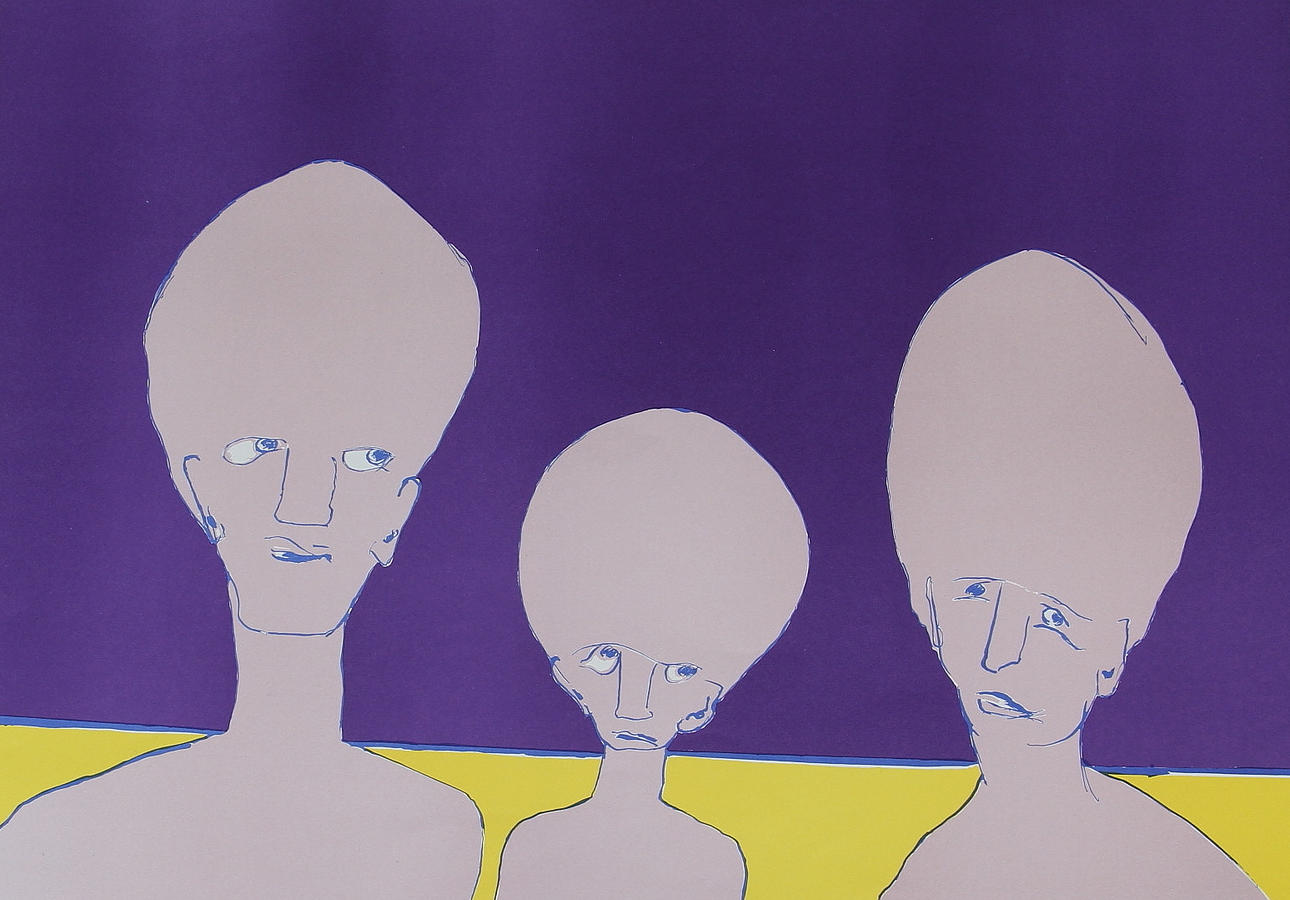 ROY LINDQVIST. Ansikten mot lila. Färglitografi. Signerad och daterad okt 1980. Numrerad 26/199.