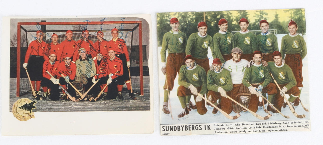 AUTOGRAFER, Bandy, Sundbybergs IK, Karlstads-Göta, 1950-talets början.