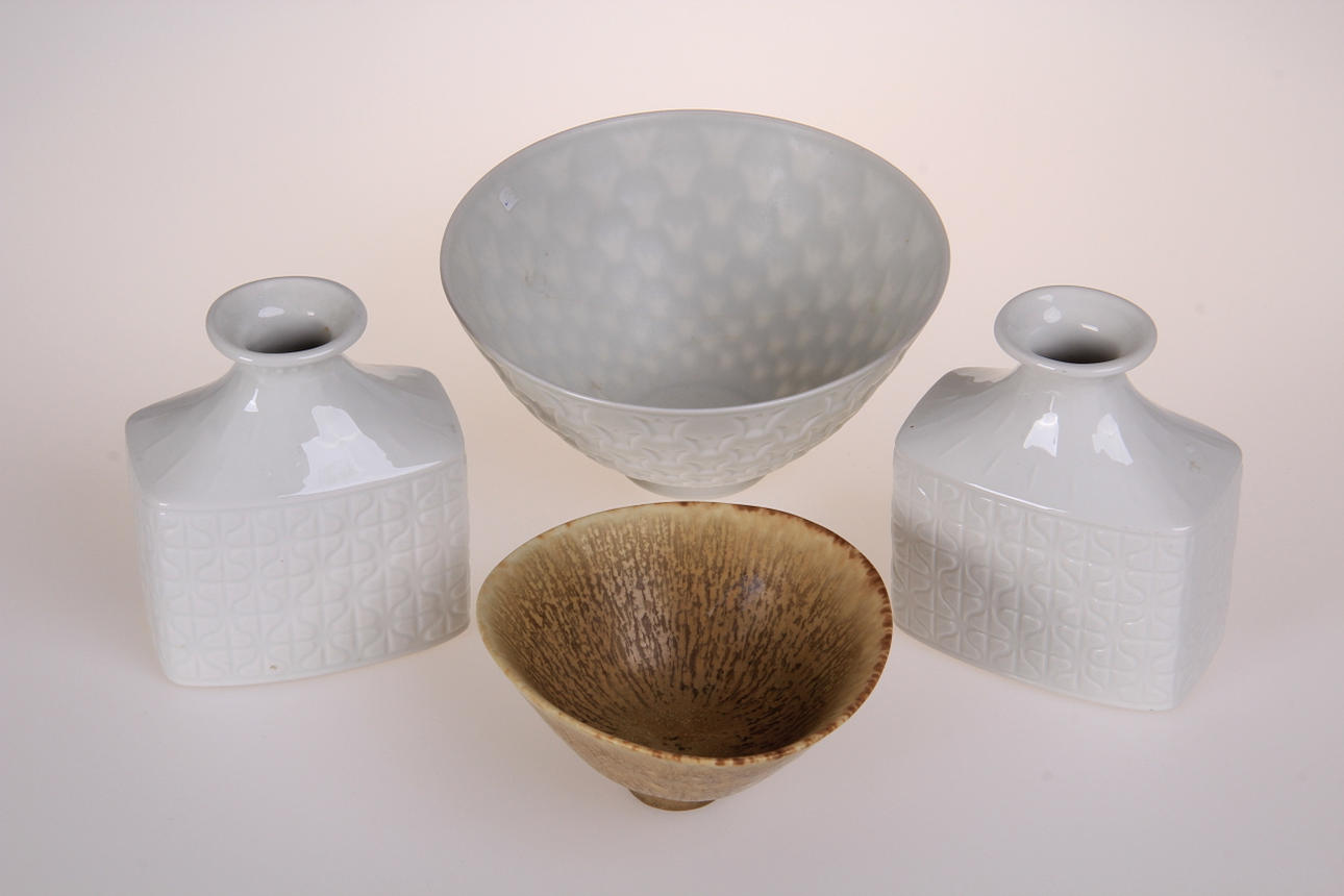 SKÅLAR och VASER, 4 delar, Gunnar Nylund och Stålhane, Rörstrand.