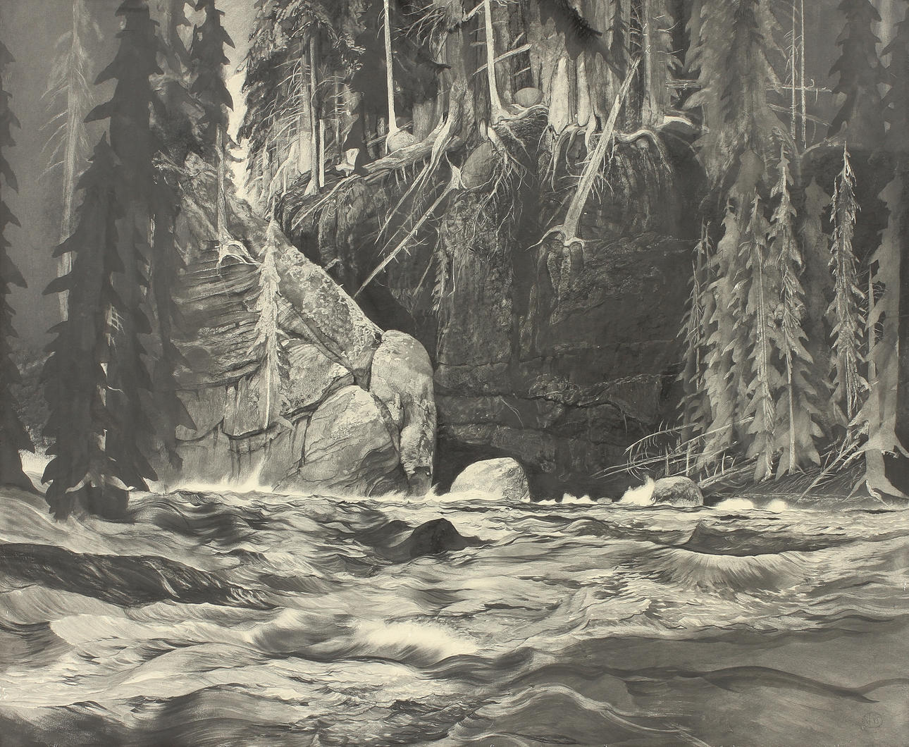 ROJ FRIBERG. Kolteckning. Signerad och daterad 83.