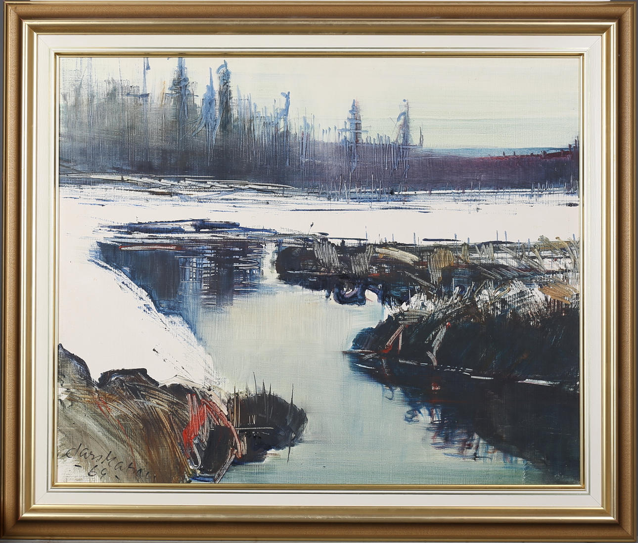 LARS MATSON. "Vintervak". Olja på pannå, signerad och daterad -69.