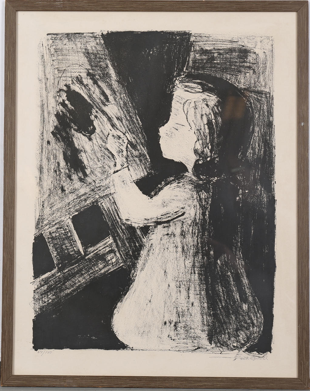 GÖSTA LILJEDAHL. Målande flicka. Litografi, signerad och numrerad 64/100.