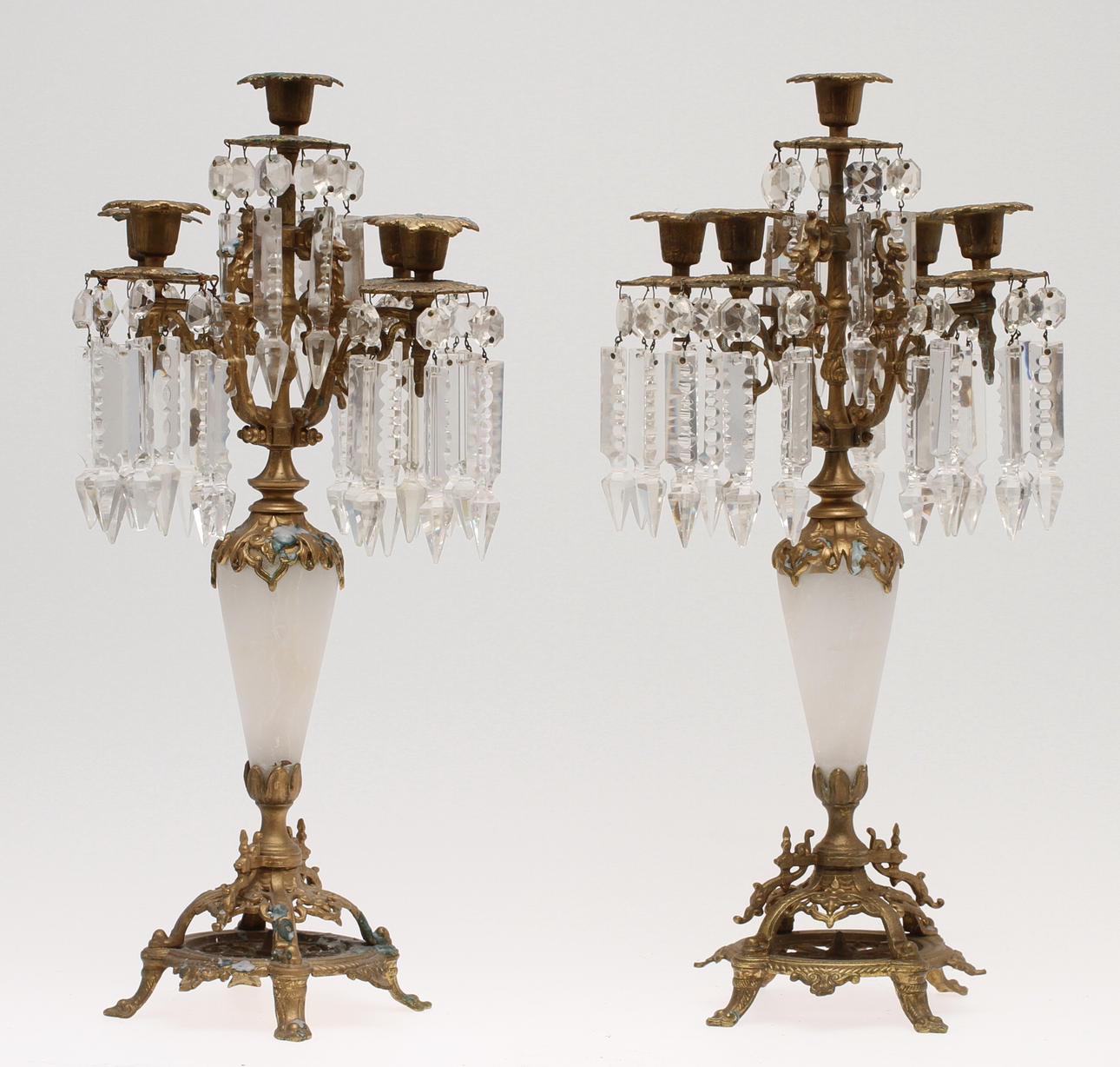 KANDELABRAR, ett par, oscarianska, sent 1800-tal.