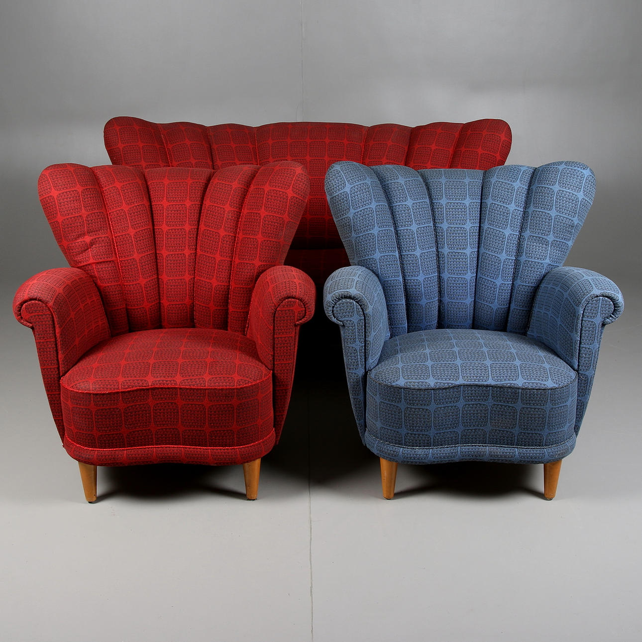 SOFFGRUPP, soffa samt 2 st fåtöljer, 1940-tal.