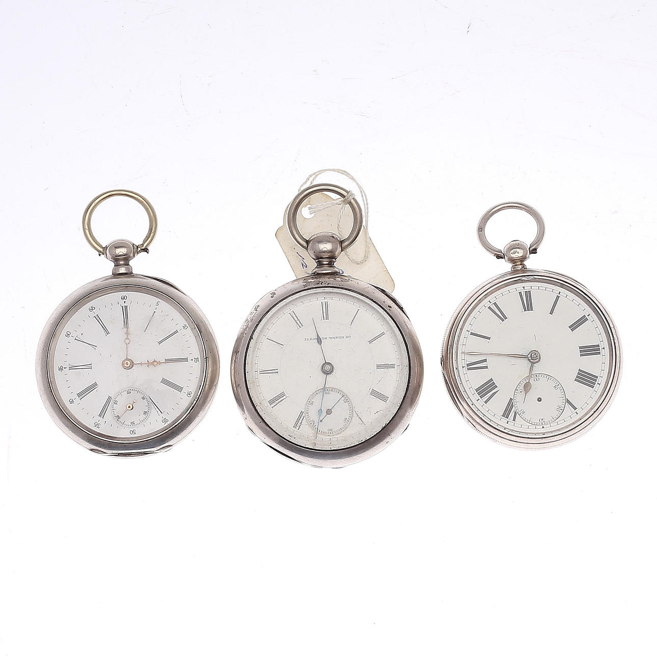 POCKET WATCH, 3 pcs, silver.