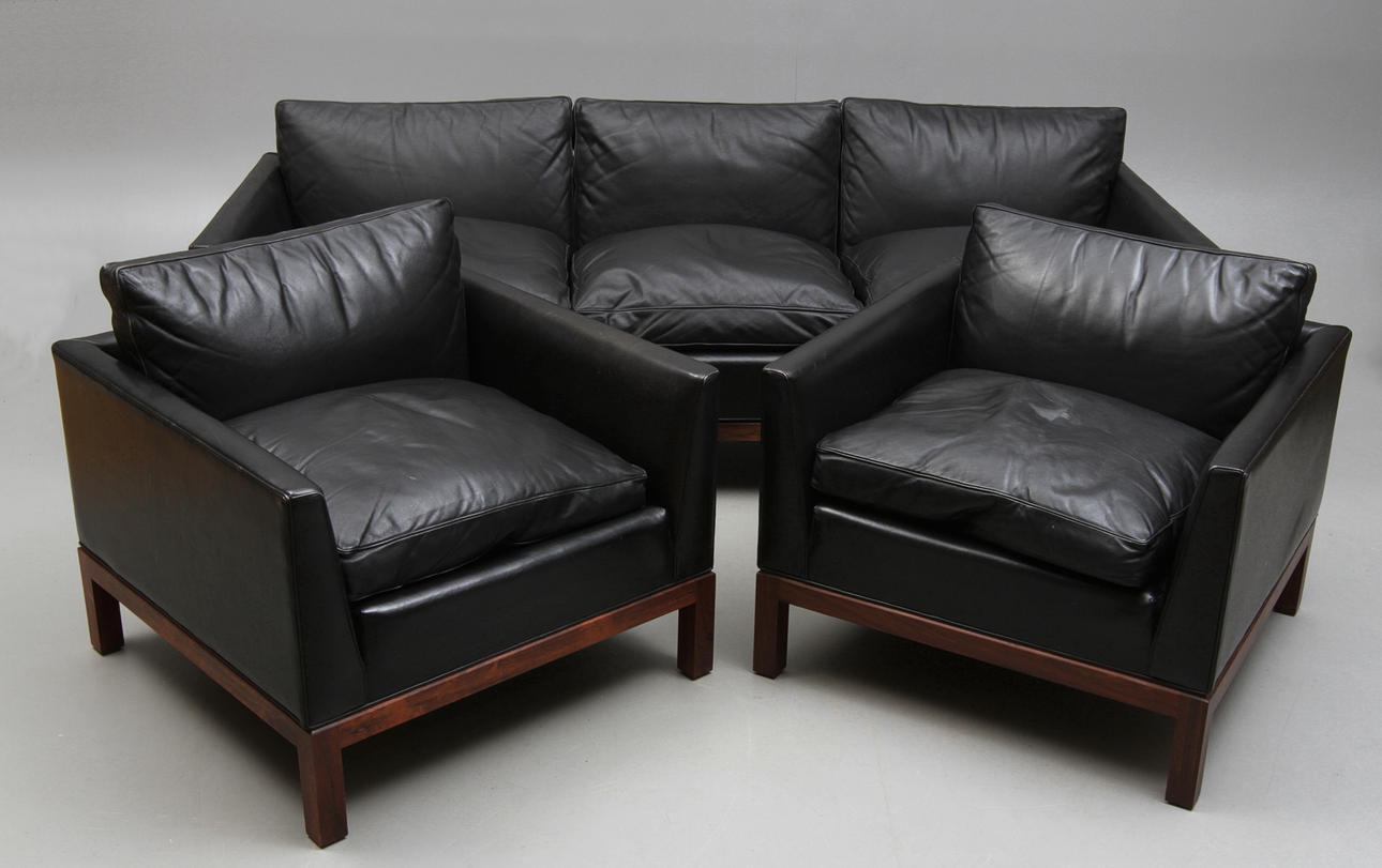 SKINNGRUPP, 3 delar, Jakaranda, troligen Danmark, 1960-tal.