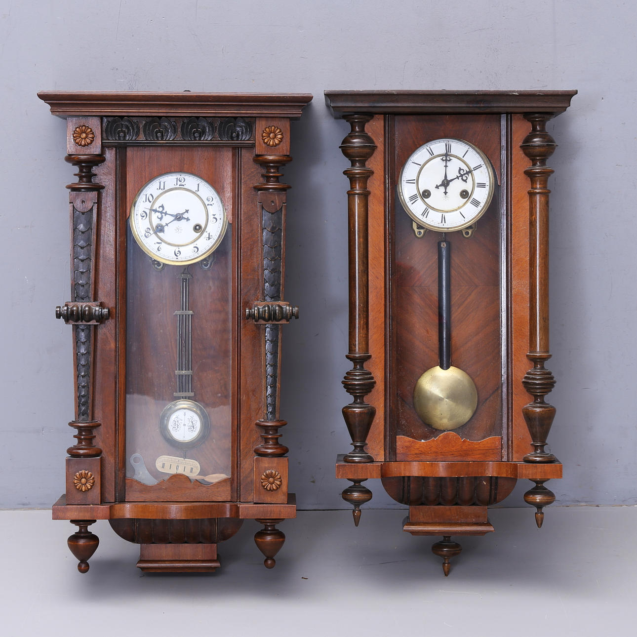 WALL CLOCK, 2 pcs, New Renaissance, Junghans, 19th/20th century.