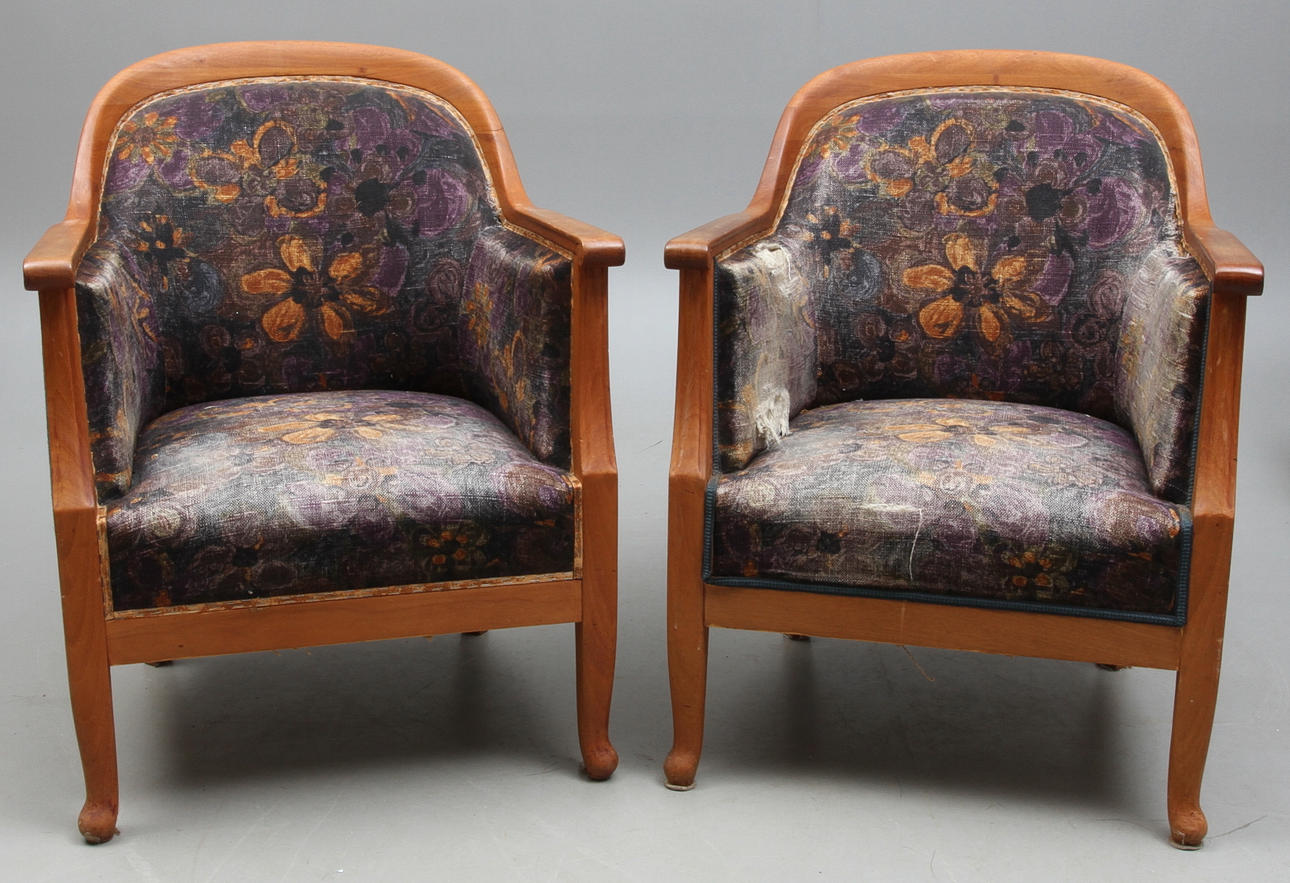 FÅTÖLJER, ett par, jugend, 1900-talets början.