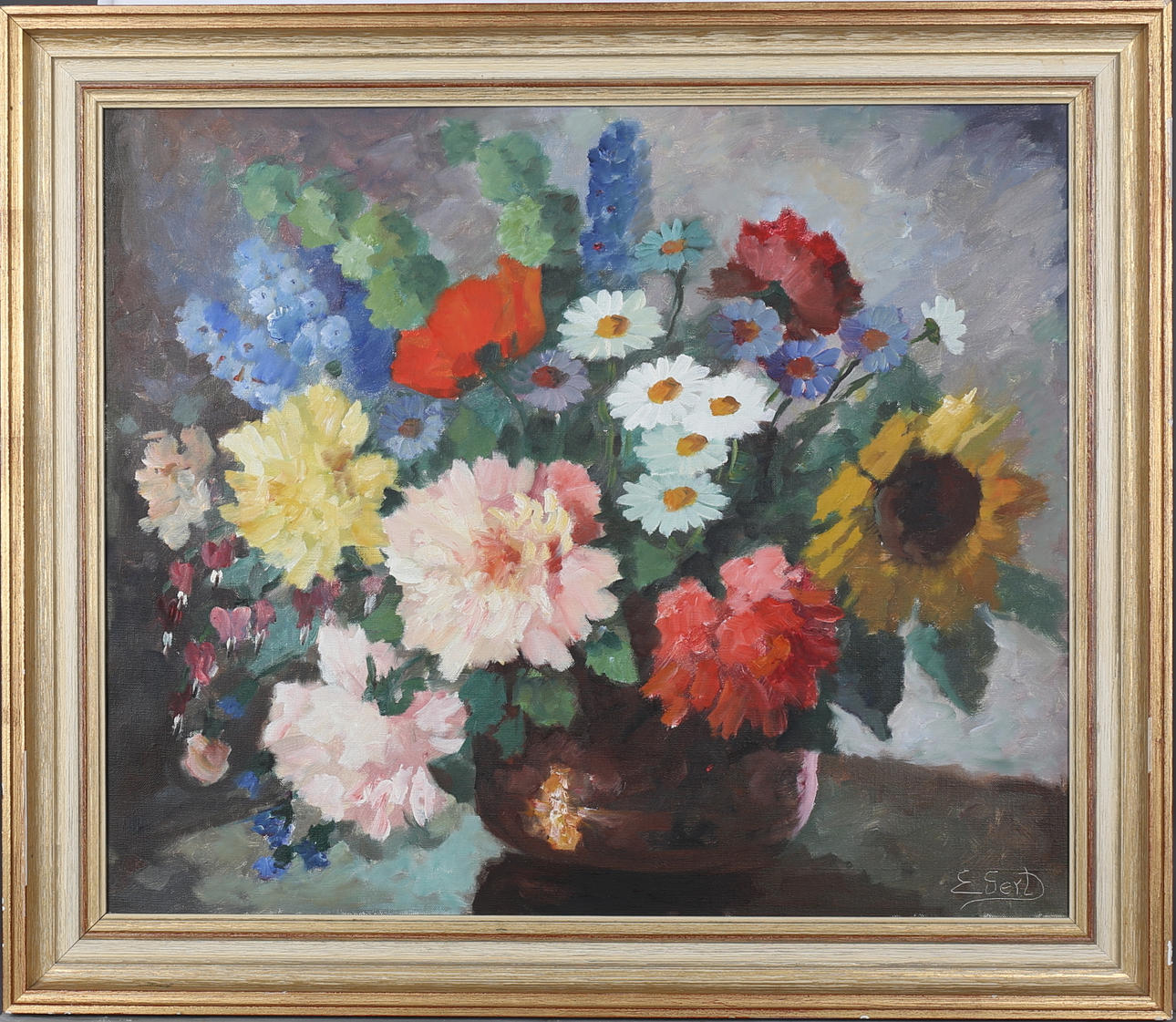 EDIT GERT. Blomsterstilleben. Olja på duk, signerad.