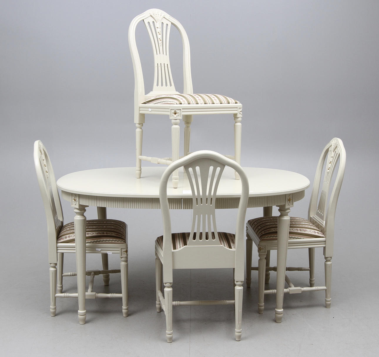 MATSALSMÖBEL, 5 delar, gustaviansk stil, 1900-tal.