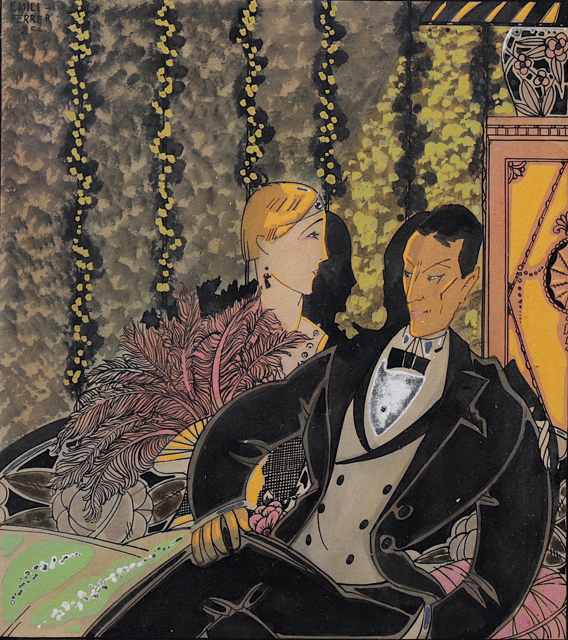 EMILI FERRER. Par i ett interiör.