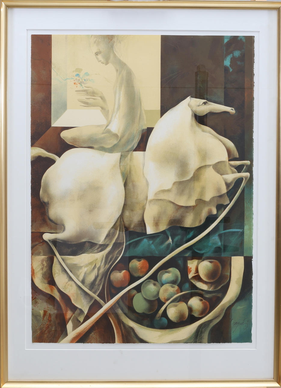 JOSEP BAQUÈS. Komposition. Färglitografi. Signerad. 73/150.