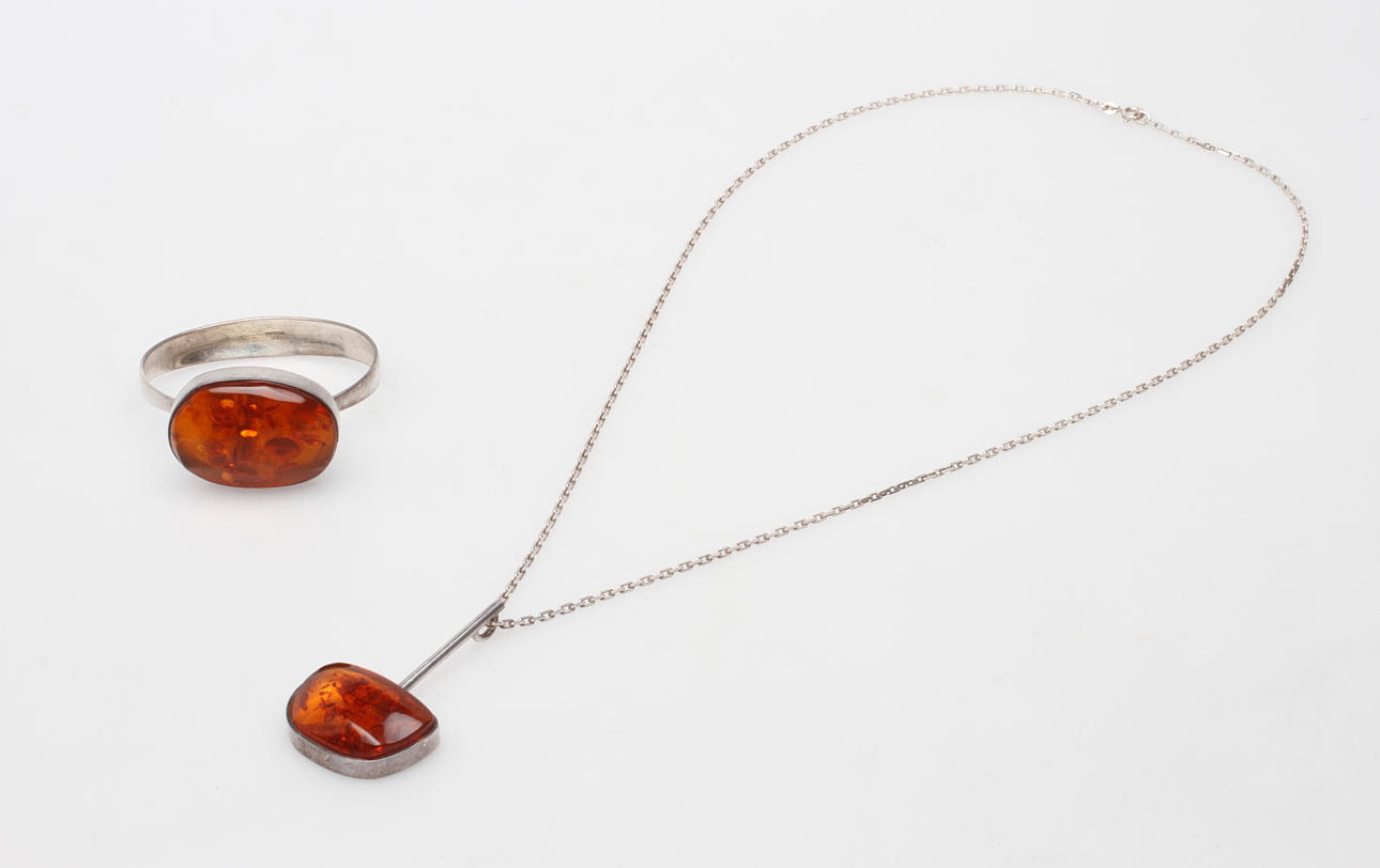 ARMBAND samt HÄNGE, silver, Einer Bernhard Fehrn, Danmark.