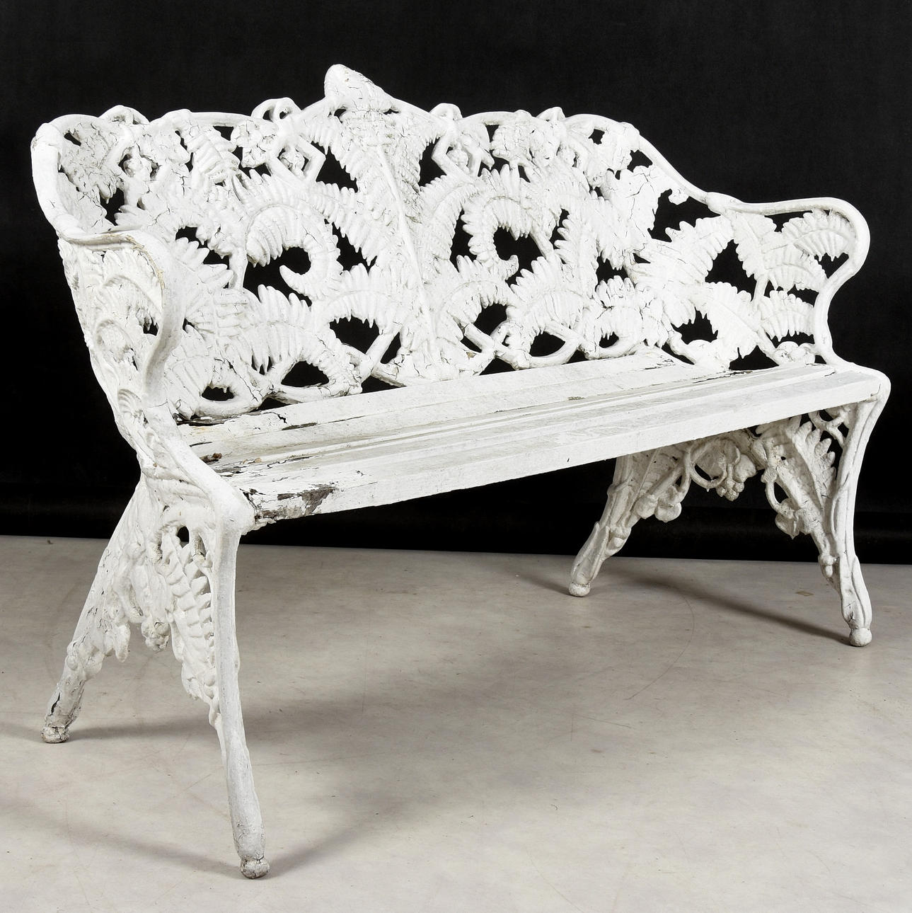 TRÄDGÅRDSSOFFA, gjutjärn, Ormbunkmodell, 1900 tal.