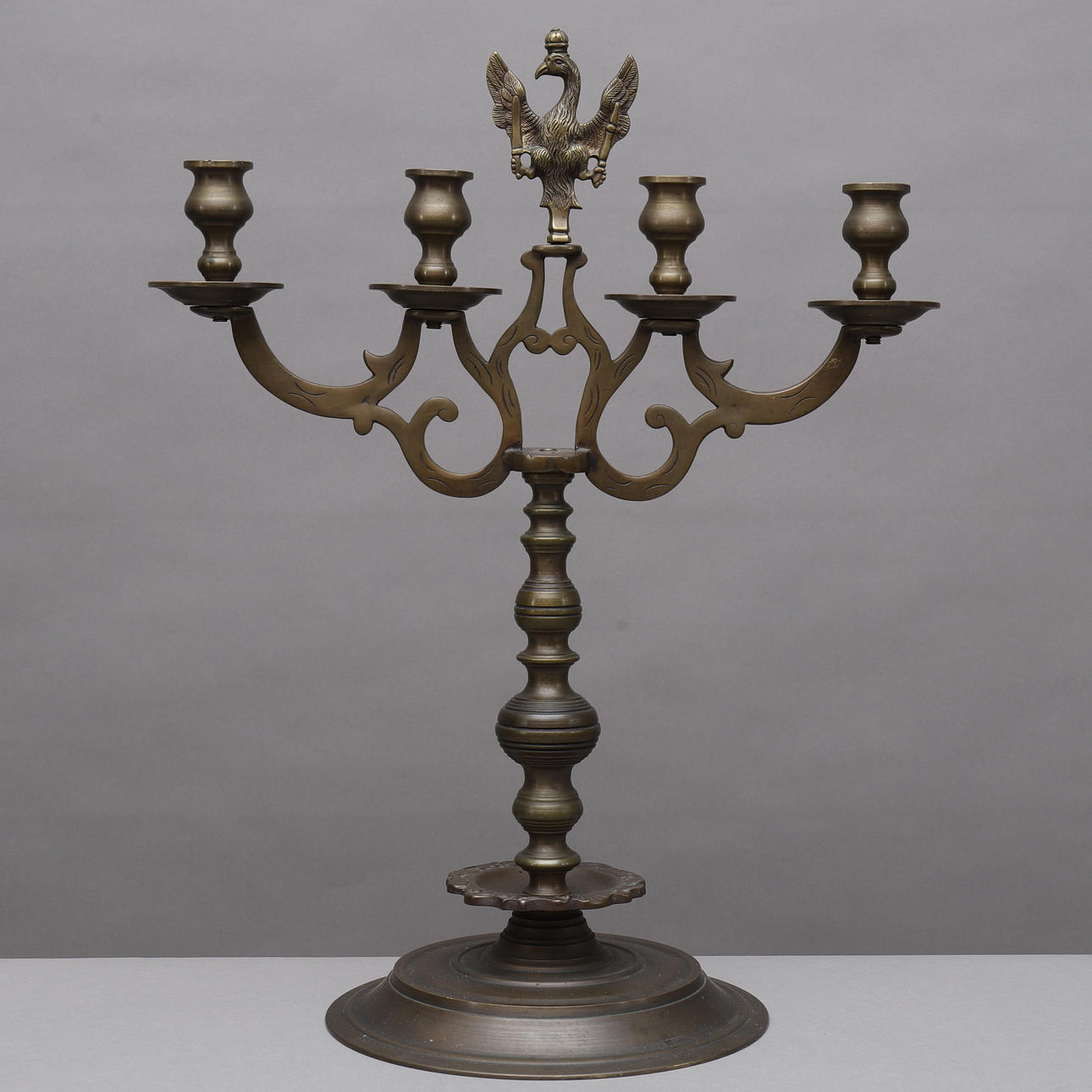 CANDELABER, bronze, decoration with eagle, Judaica.