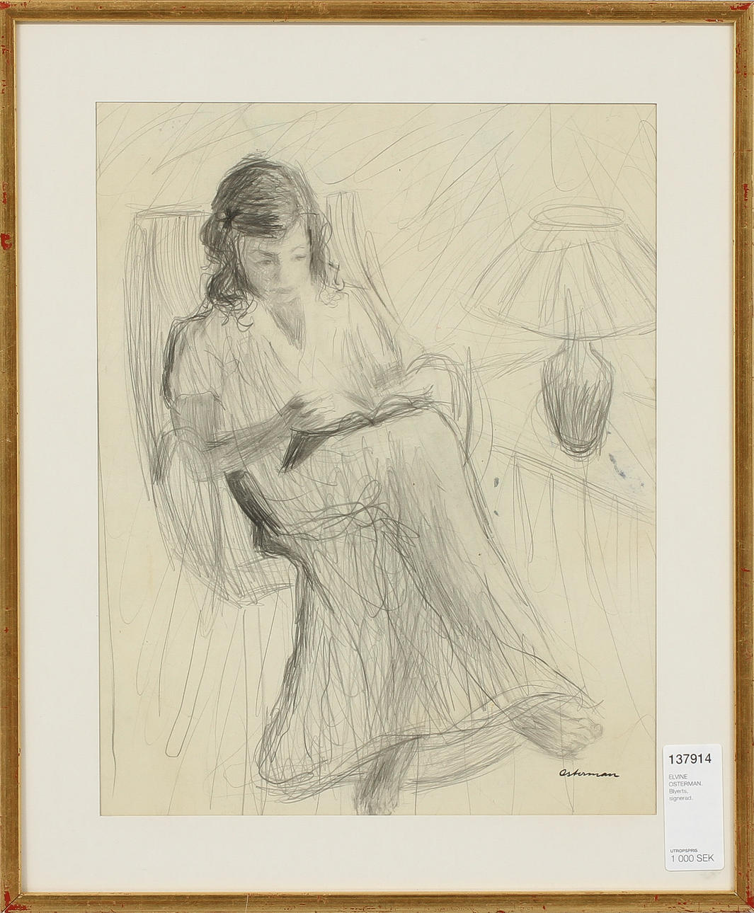 ELVINE OSTERMAN. Blyerts, signerad.