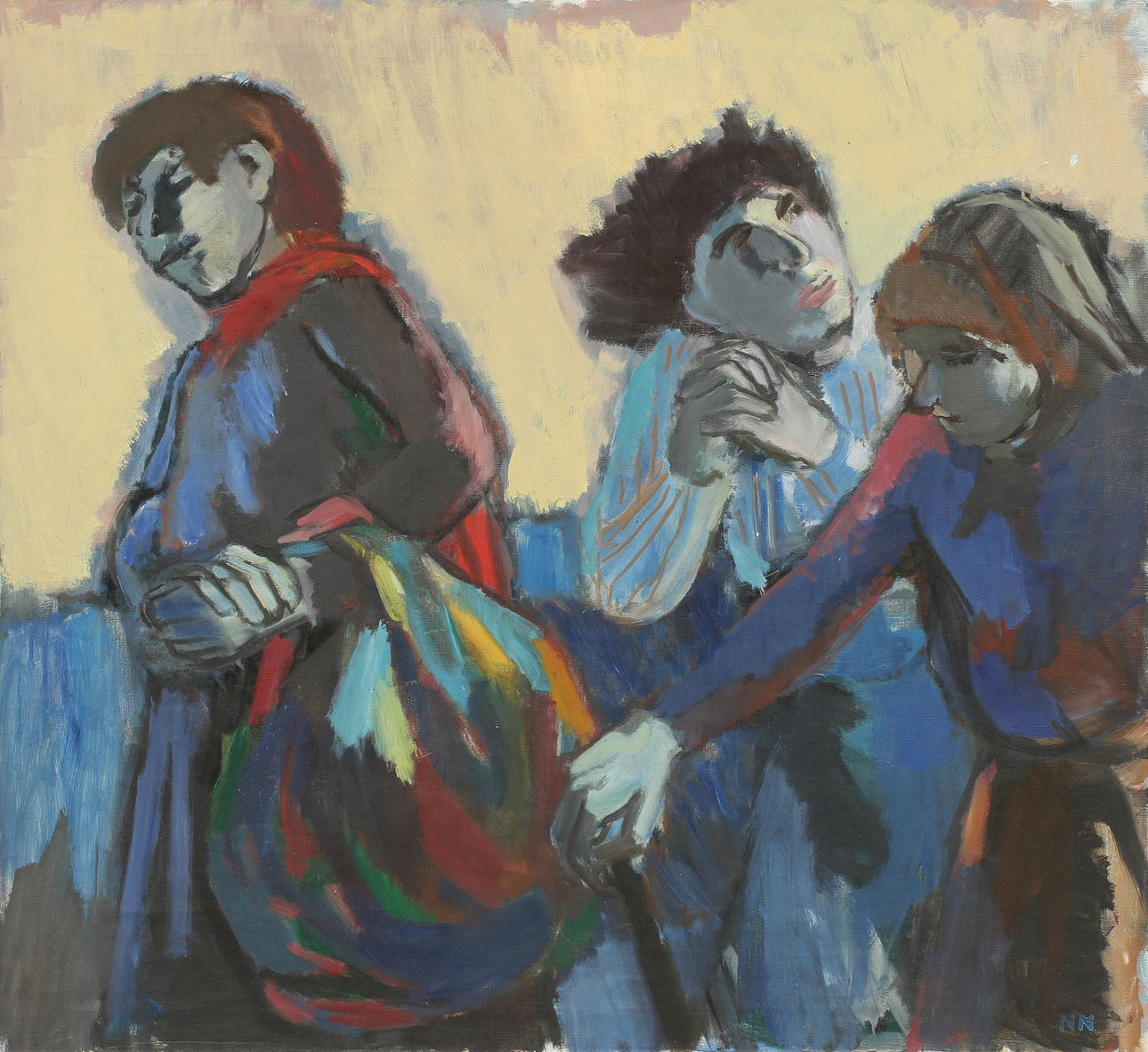 NILS NILSSON (1901-1949). Flyktingar. Olja på duk.