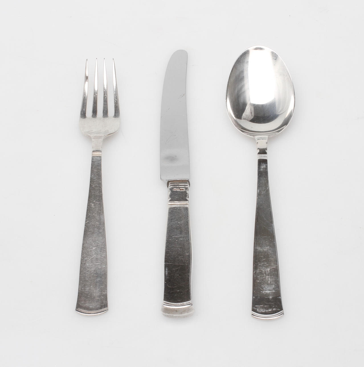 BORDSBESTICK, 18 delar, silver, "Rosenholm", GAB, vikt ca 811 gram.