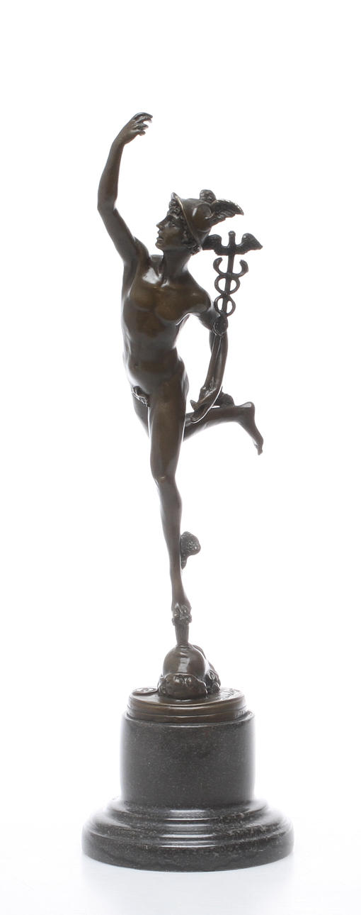 SKULPTUR, Hermes, brons, efter Giambologna, 19/2000-tal.