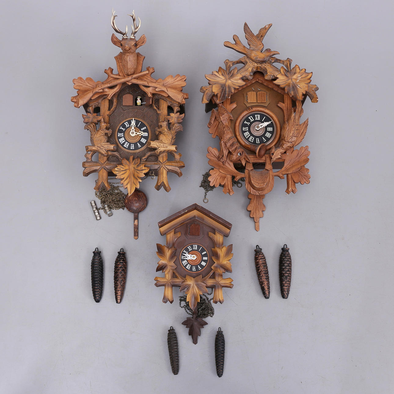 GÖKUR, 3 st, trä, 1900-tal.