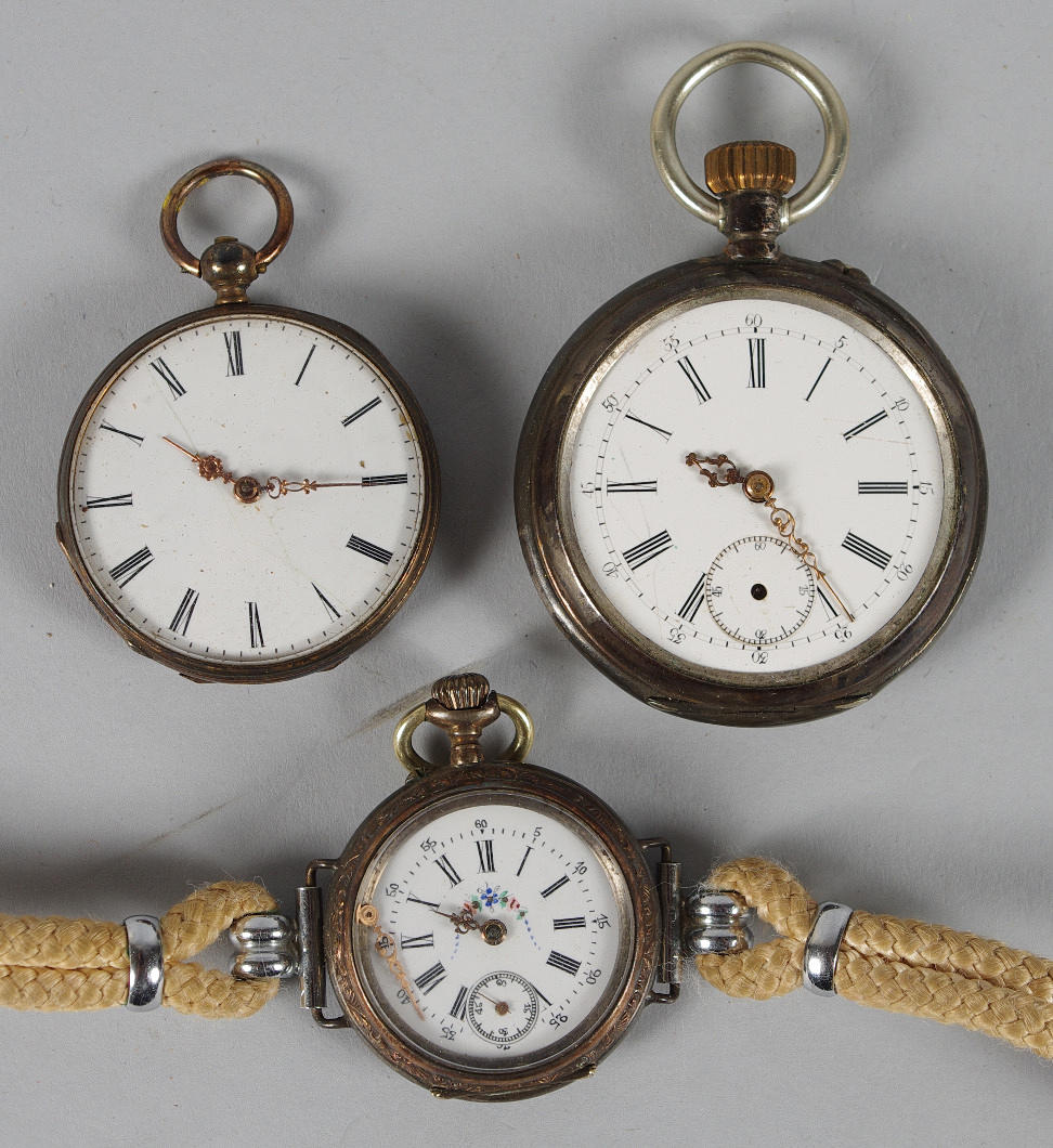 FICKUR, 3 stycken, silver, 18/1900-tal.