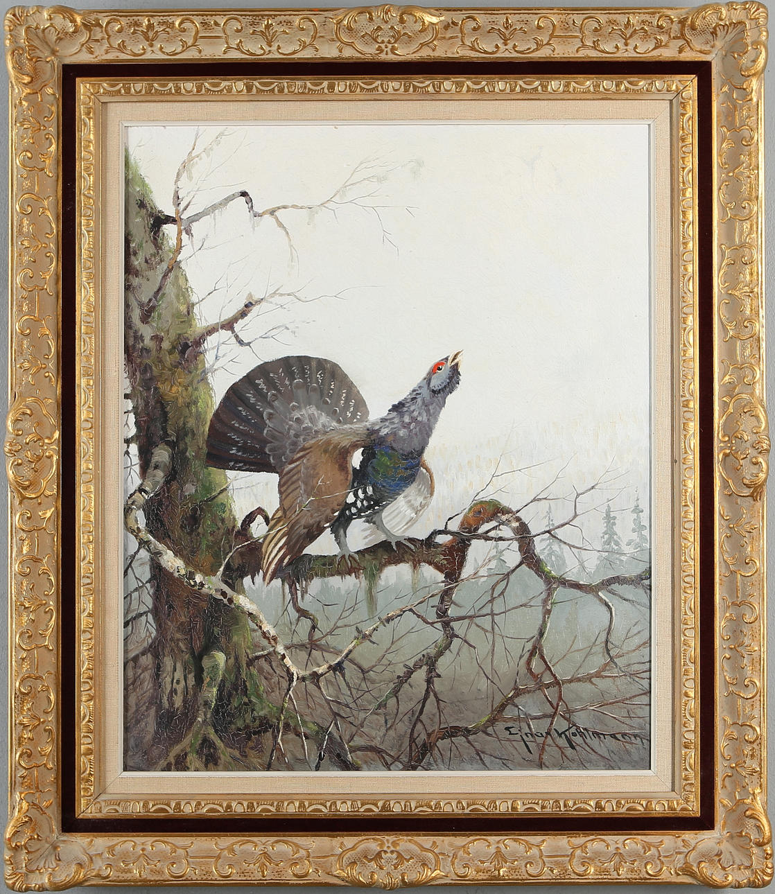 EJNAR KOHLMANN. Gallo, óleo sobre lienzo, firmado.