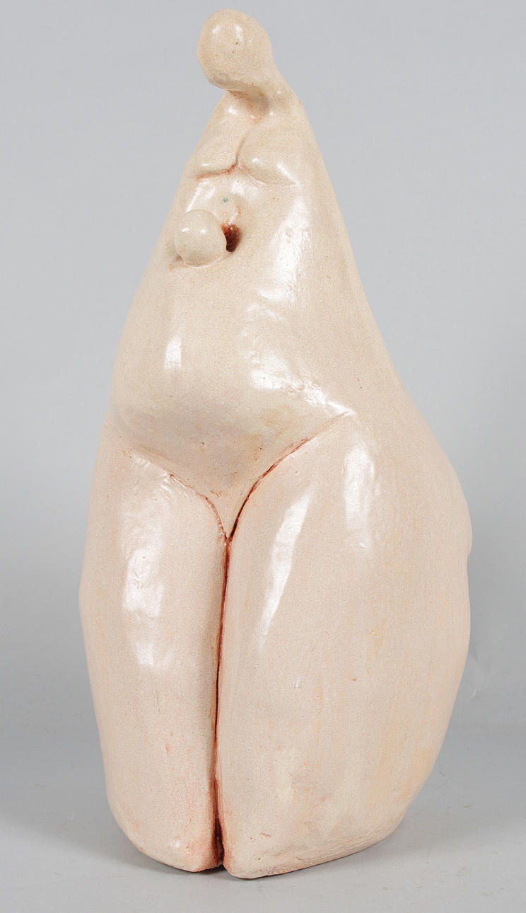 TAMARA WALTERMARK. Keramikskulptur, kvinna med barn.