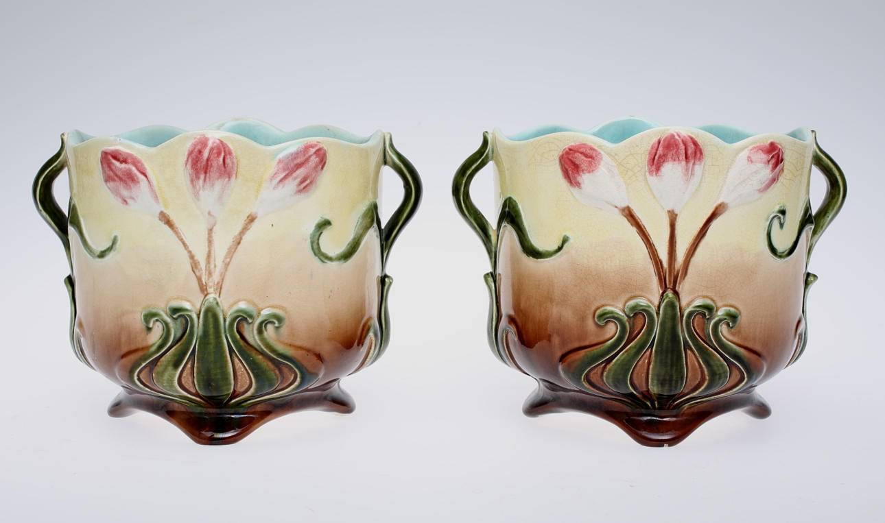 YTTERFODER 1 par, Majolika, Rörstrand 1800-tal.