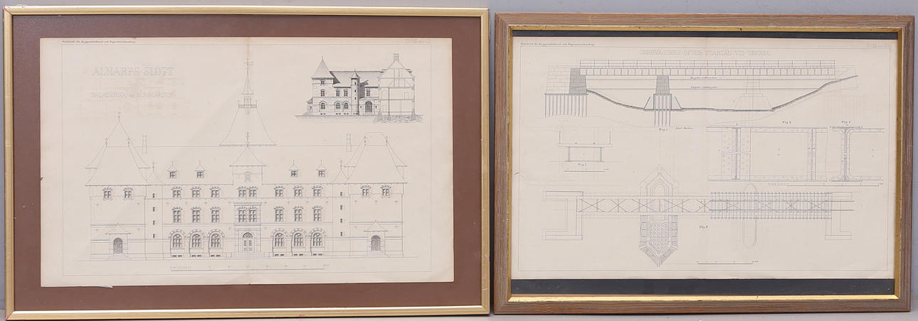 ALNARPS SLOTT, JERNVÄGSBRO, ritningar, 2 st, tryck.