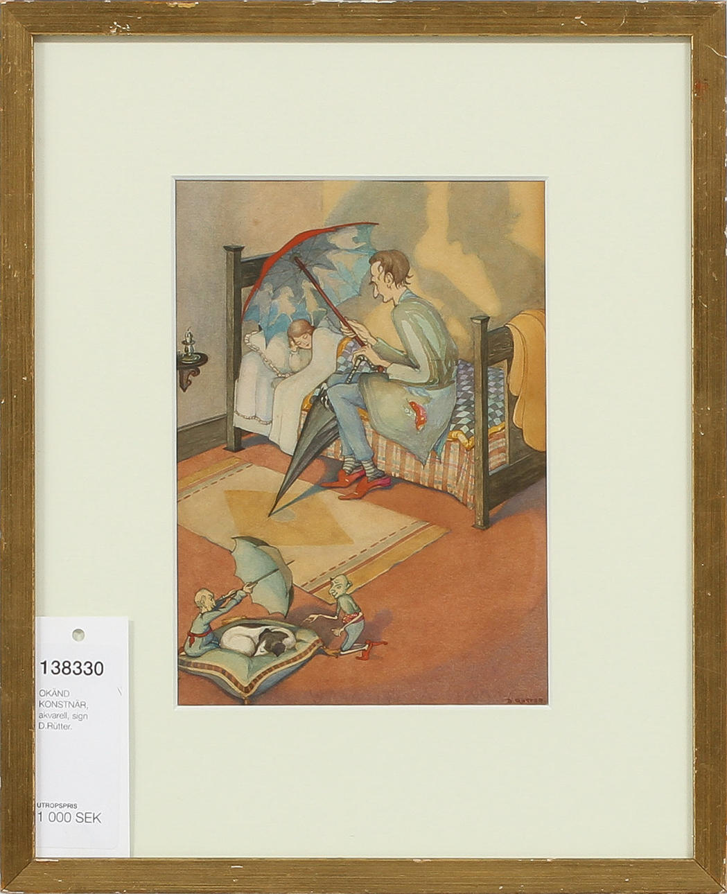 OKÄND KONSTNÄR, akvarell, sign D.Rütter.