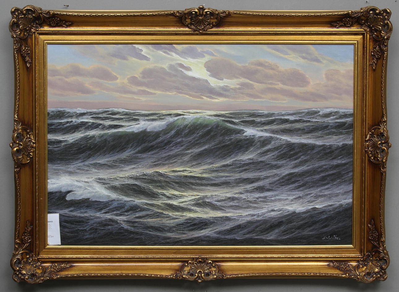 LOTHAR SCHLÜTER. Stormigt hav. Olja på duk. Signerad.