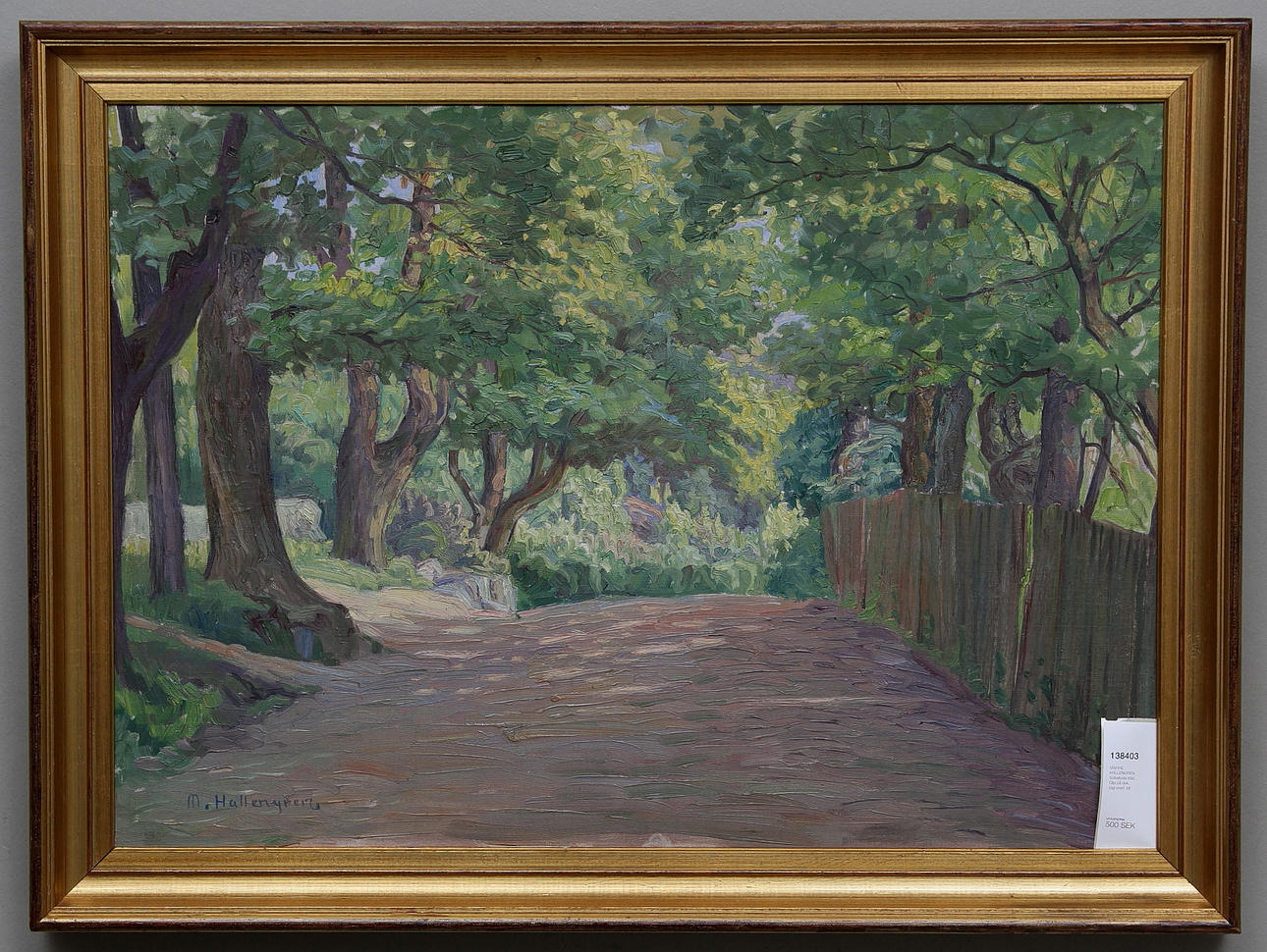 MANNE HALLENGREN. Solbelysta träd. Olja på duk. Signerad.