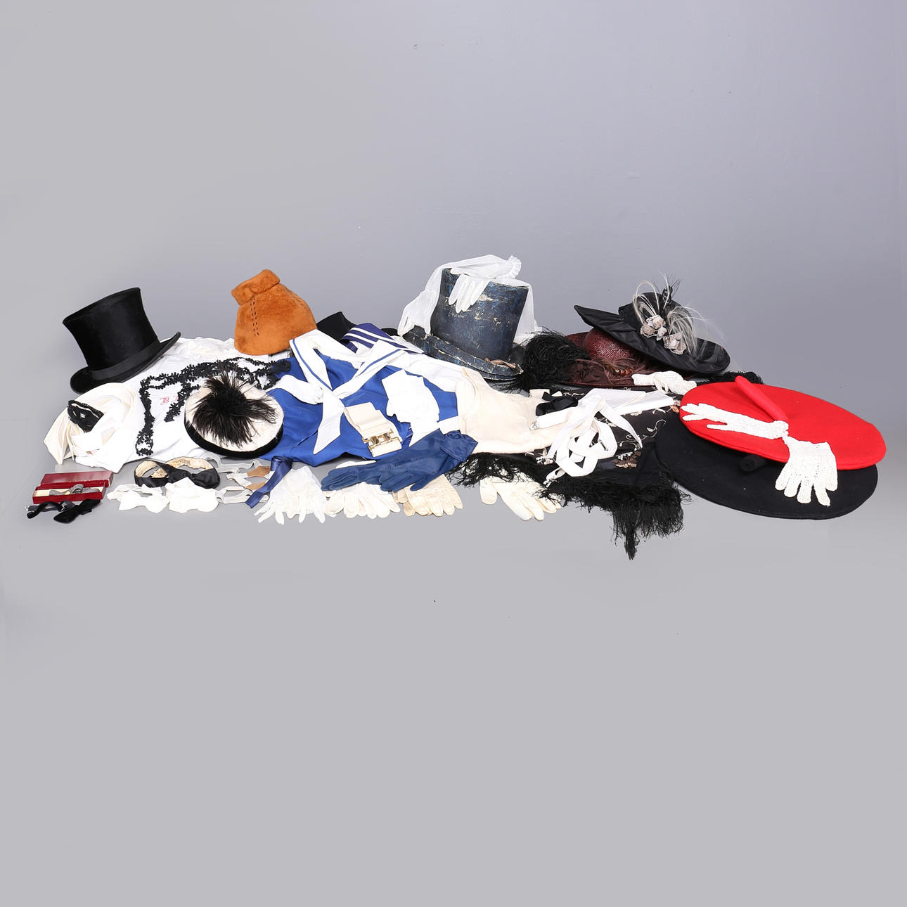 CLOTHES, HATS and various props from theatre.