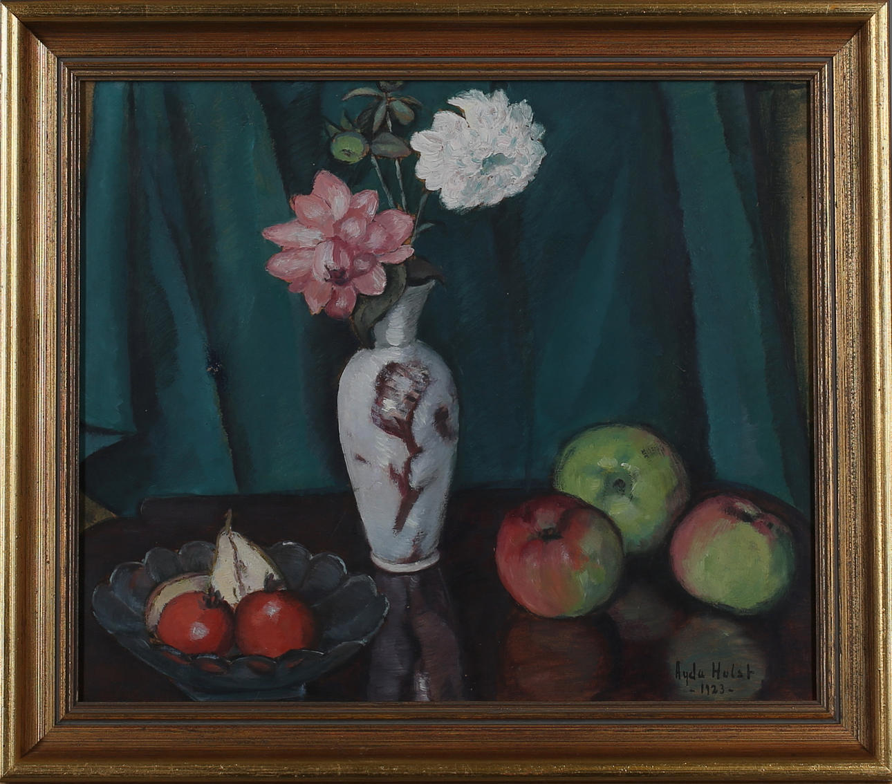 AGDA HOLST. Stillleben. Olja på pannå. Signerad och daterad 1923.