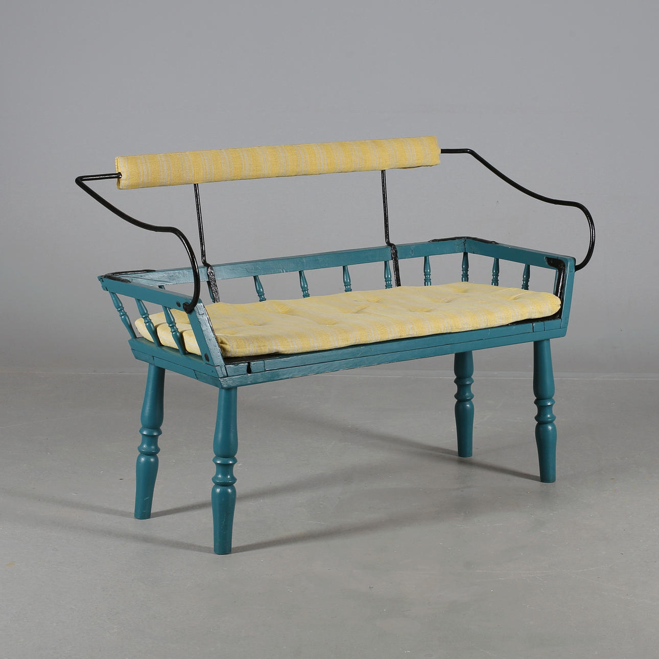 VAGNSSOFFA, trä/metallsmide, 18/1900-tal.