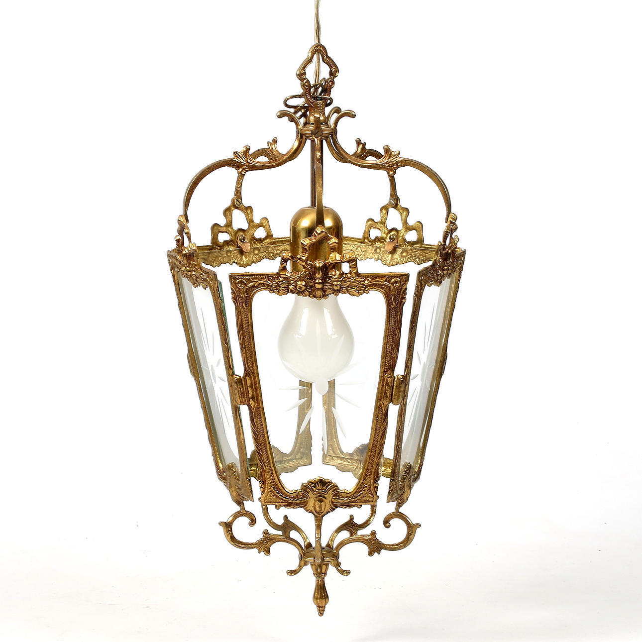 CEILING LAMP, brass, 1900s.