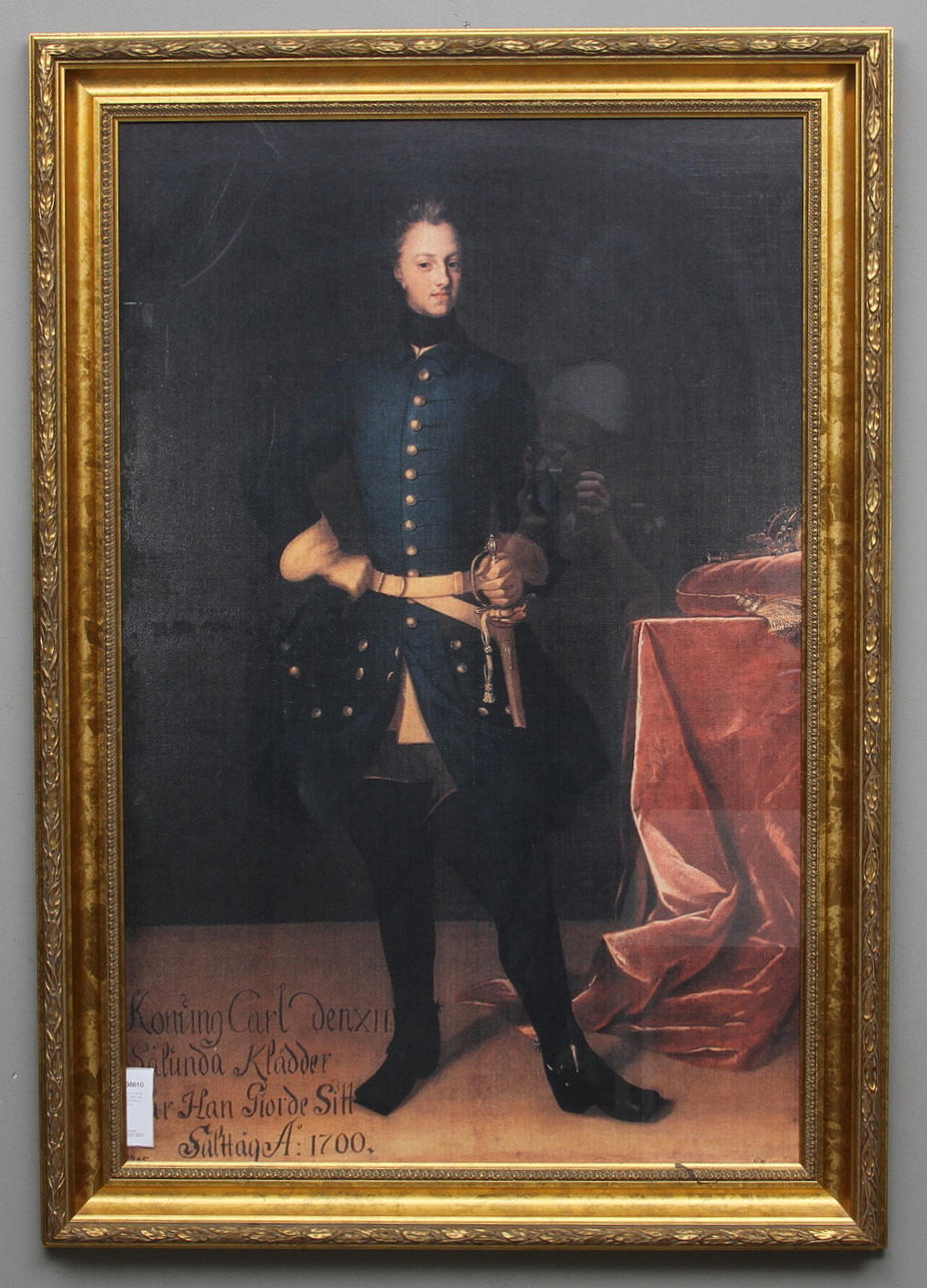 TRYCK, Karl Xll, efter, David Von Krafts målning , 1900-tal.