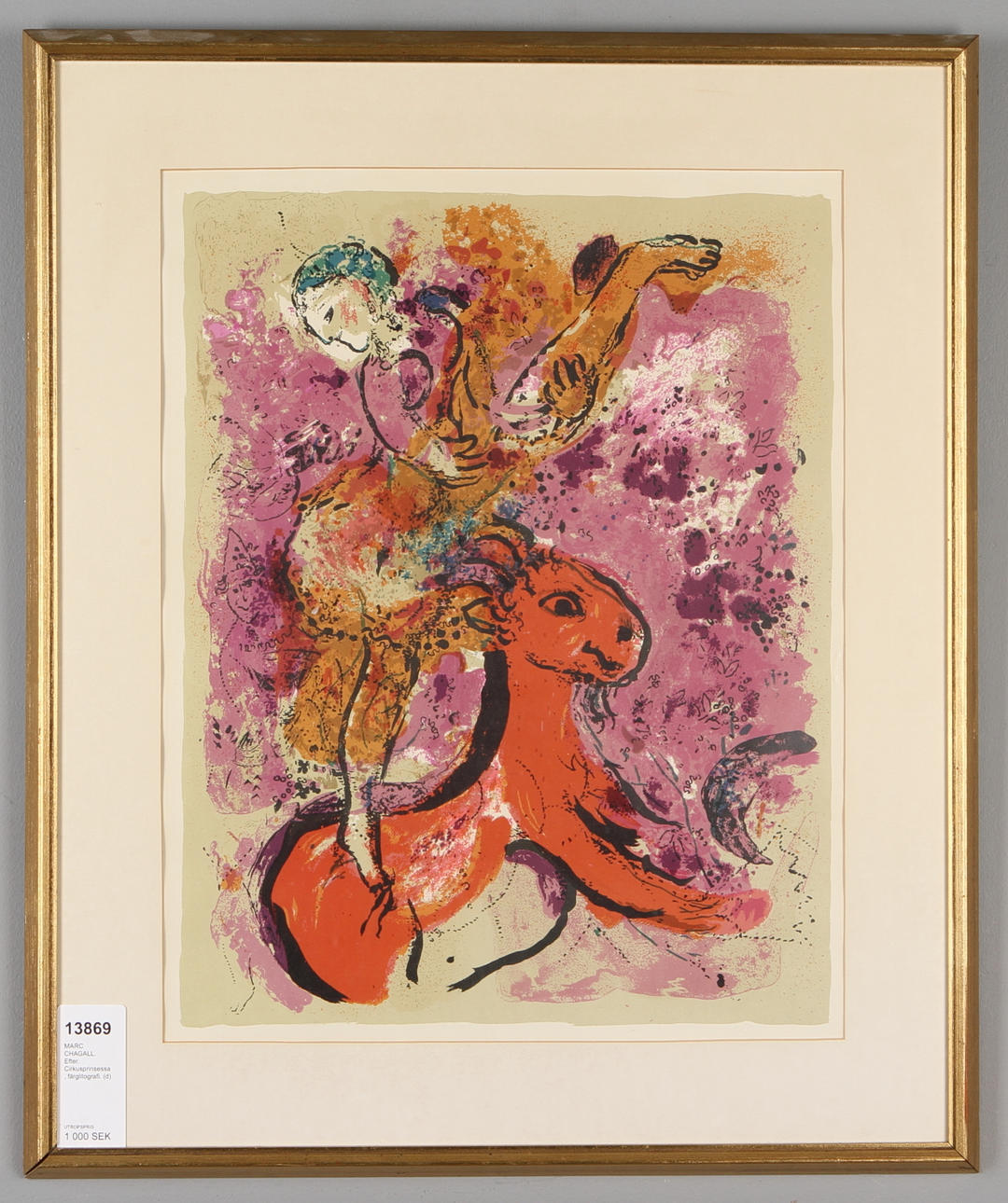 MARC CHAGALL. EFTER. Cirkusprinsessa, färglitografi.