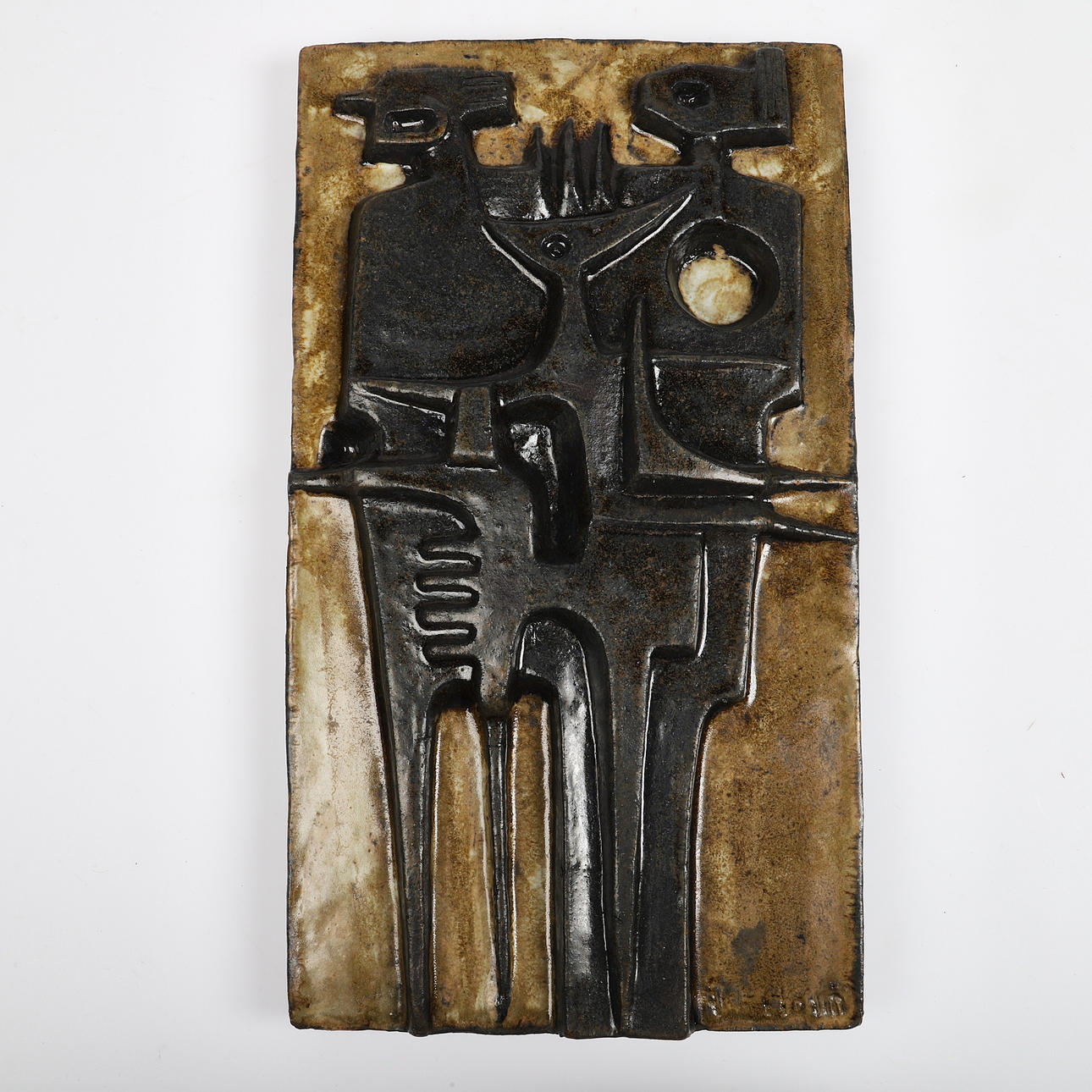 ÅKE HOLM. Wall relief, stoneware, signed.