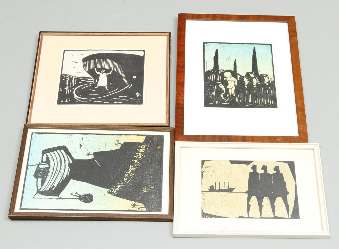 ÅKE HOLM. träsnitt, 4 st, signerade och numrerade.